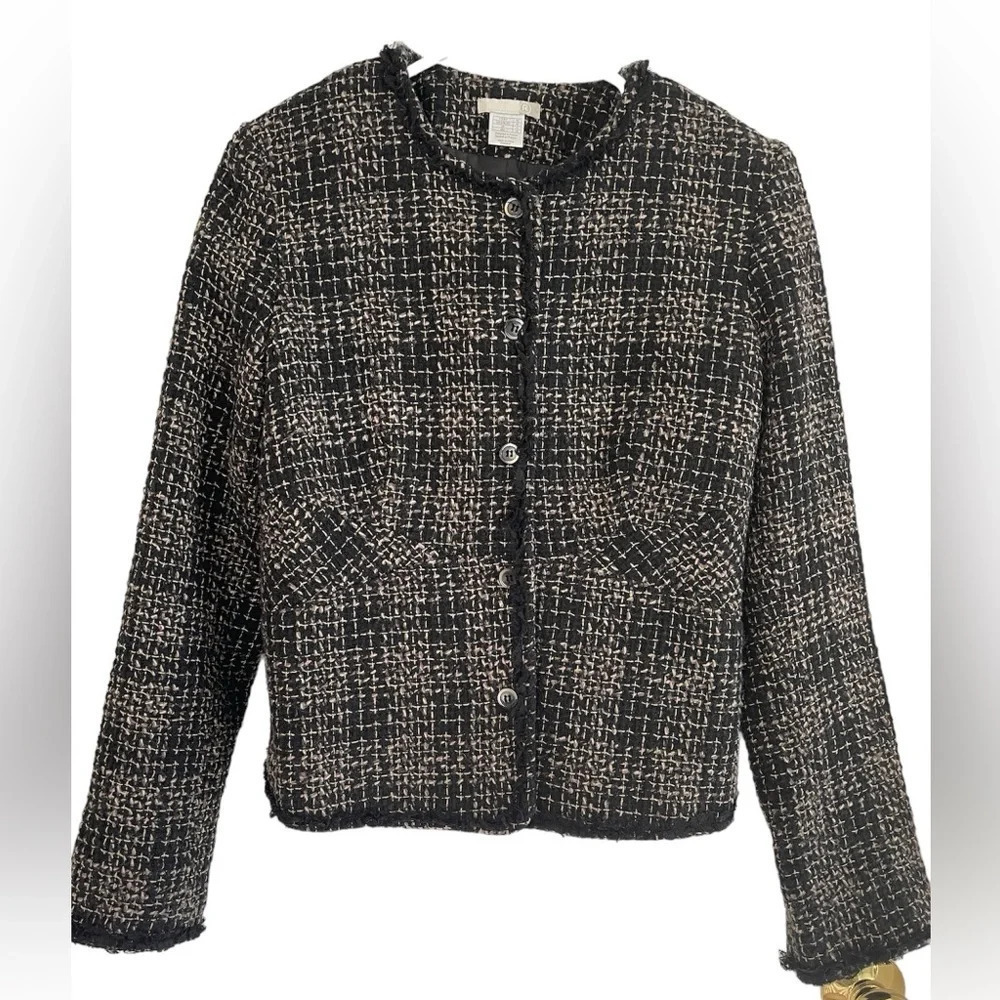 R Tweed Blazer Color Black & Brown Size 10
